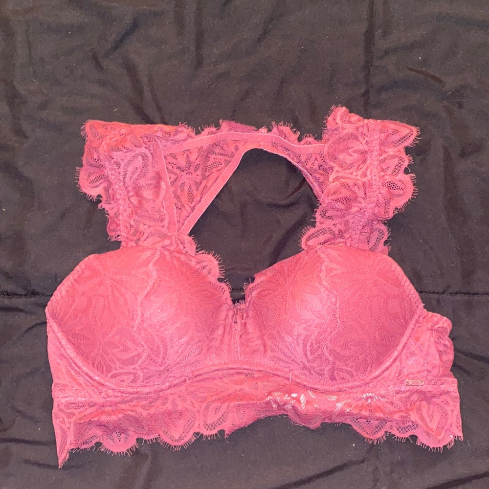 VS Pink Maroon lace bralette